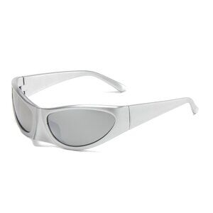 Women Men Sunglasses Fashion Shield Retro Luxury‎ Style Outdoor Silver Frame New